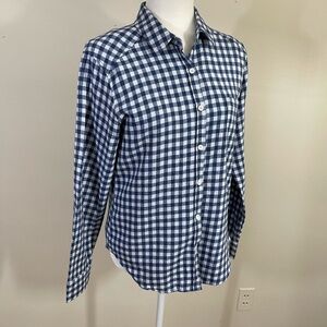 Amaryllis sz med shirt in a woven blue check shirt long sleeve